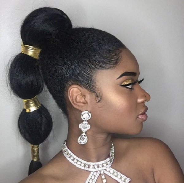 Goddess-like Bumpy Ponytail with Rubber Bands
