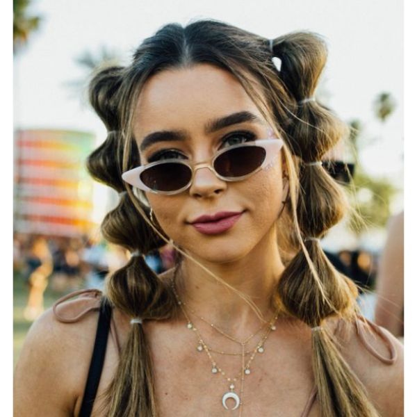 Bubble Pigtails With Hair Rings