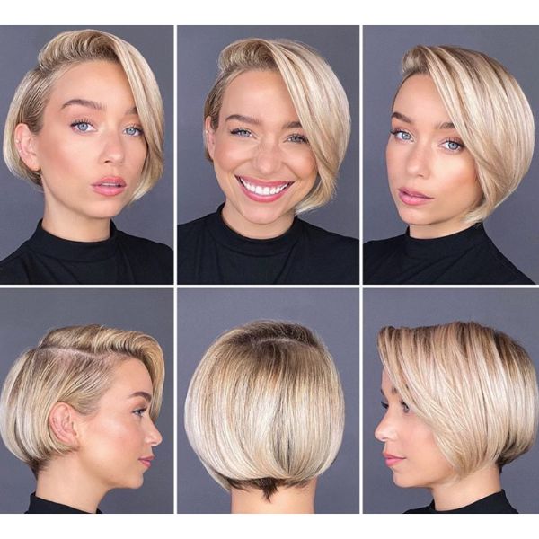 Asymmetrical Micro-bob With Side Parting Prom Hairstyles For Short Hair