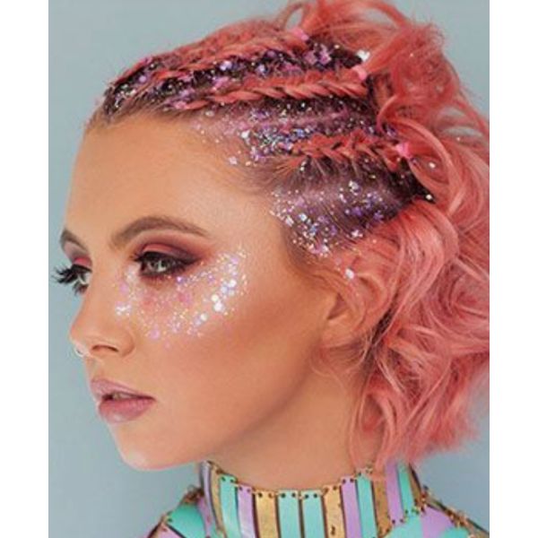 Braided Pixie With Glitter Roots